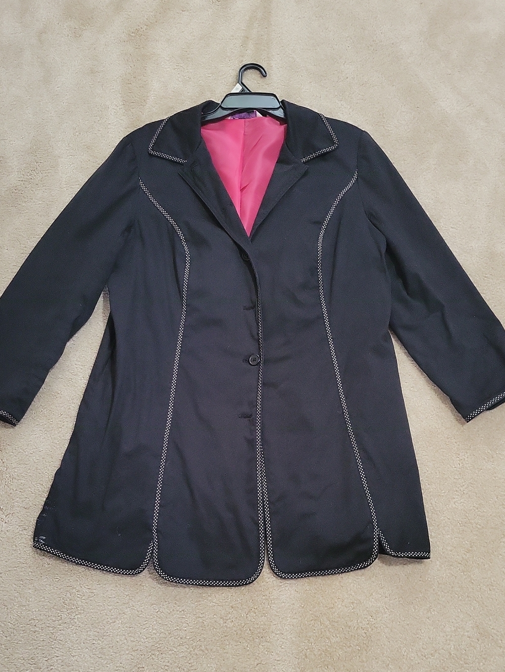 Free W Any Purchase! Black Long Blazer/ Coat with Pink Interior. POOR CONDITION!